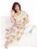 High Quality Pure Cotton Floral Print Long Nighty - White with Golden Yellow and Pink